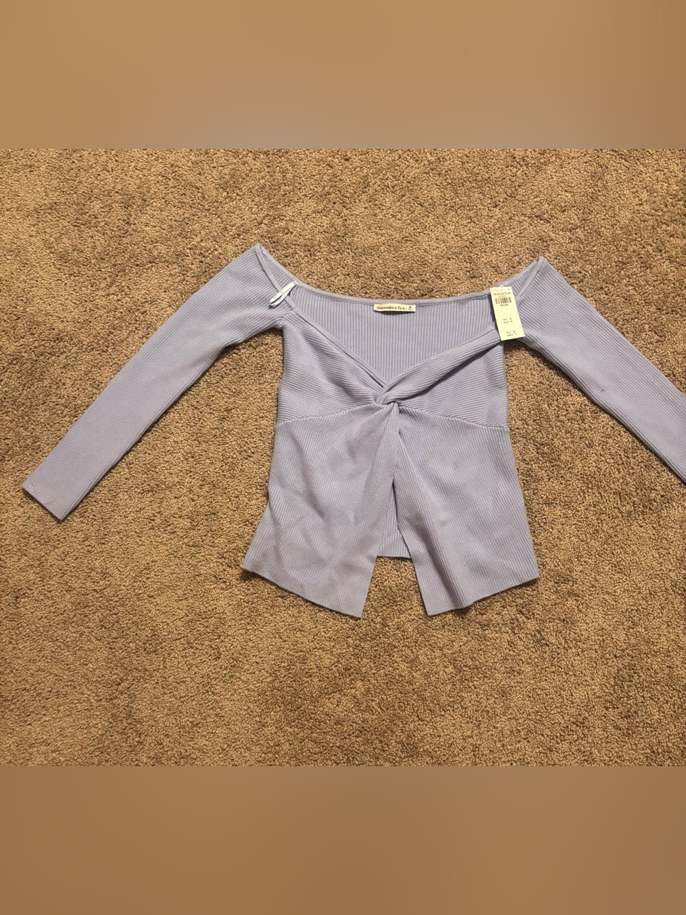 Abercrombie & Fitch baby blue Twist Front Ribbed Top